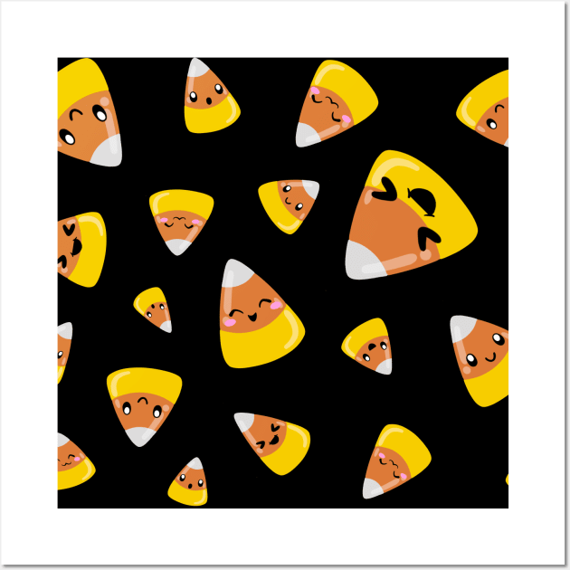 Cute Face Candy Corn Wall Art by Lady Lilac